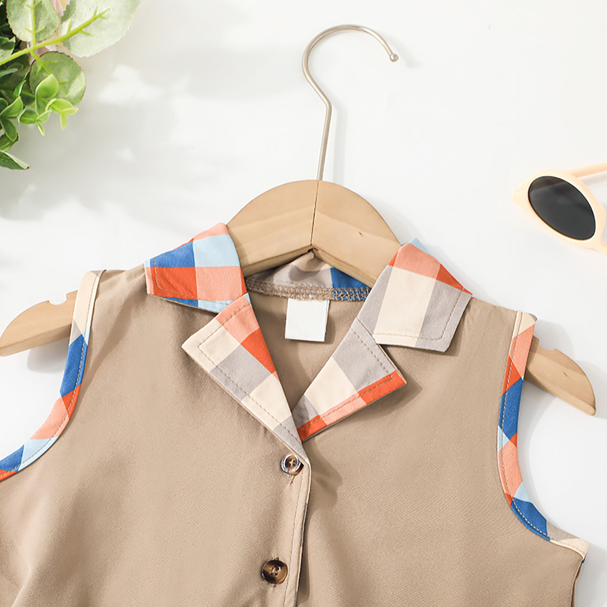 Toddler Girl Eleguard Multi Coloured Plaid  Dress Wholesale