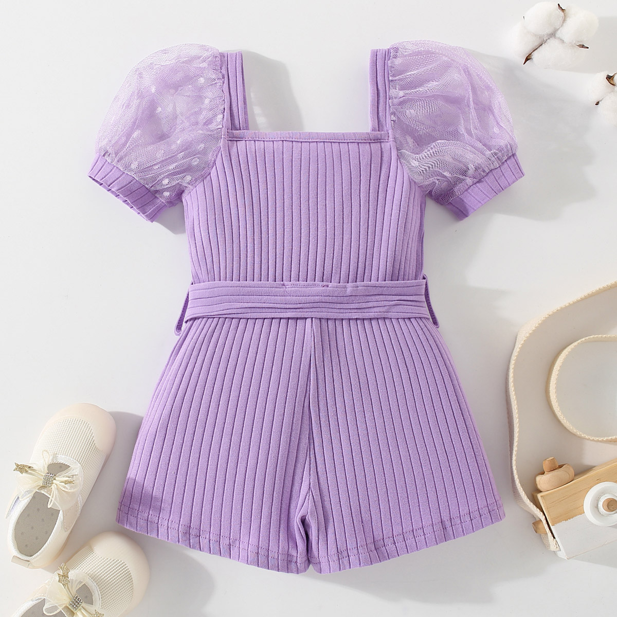 Toddler Girl Sweet Solid Color Tulle Press Overalls Wholesale