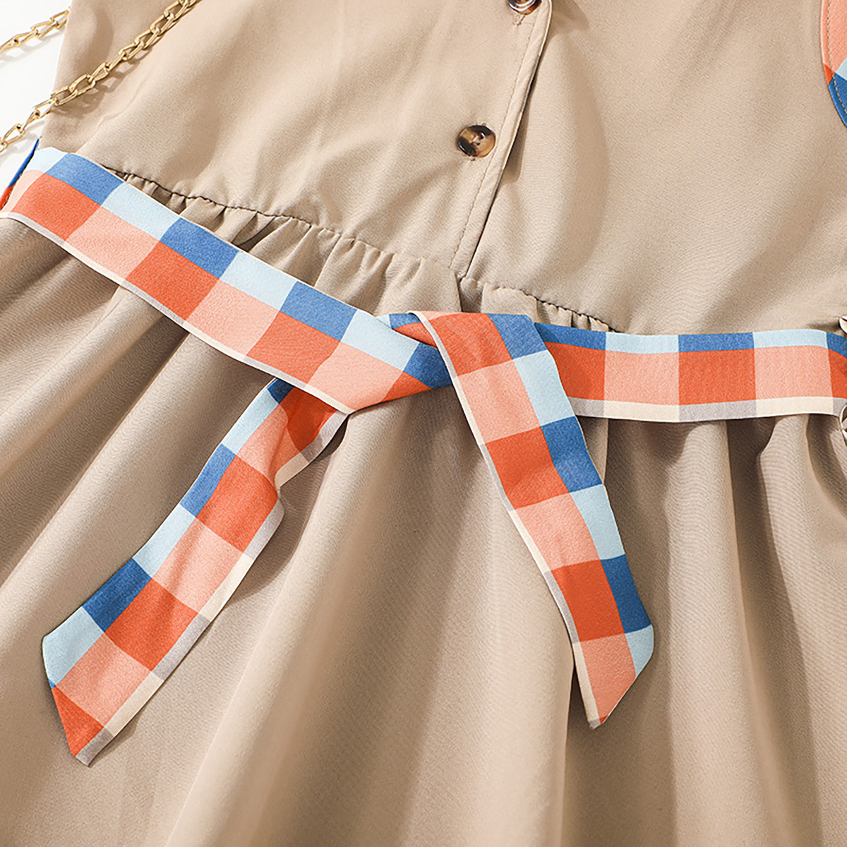 Toddler Girl Eleguard Multi Coloured Plaid  Dress Wholesale