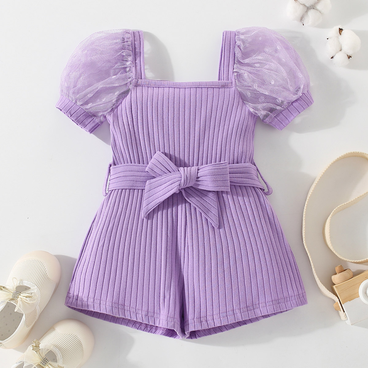 Toddler Girl Sweet Solid Color Tulle Press Overalls Wholesale