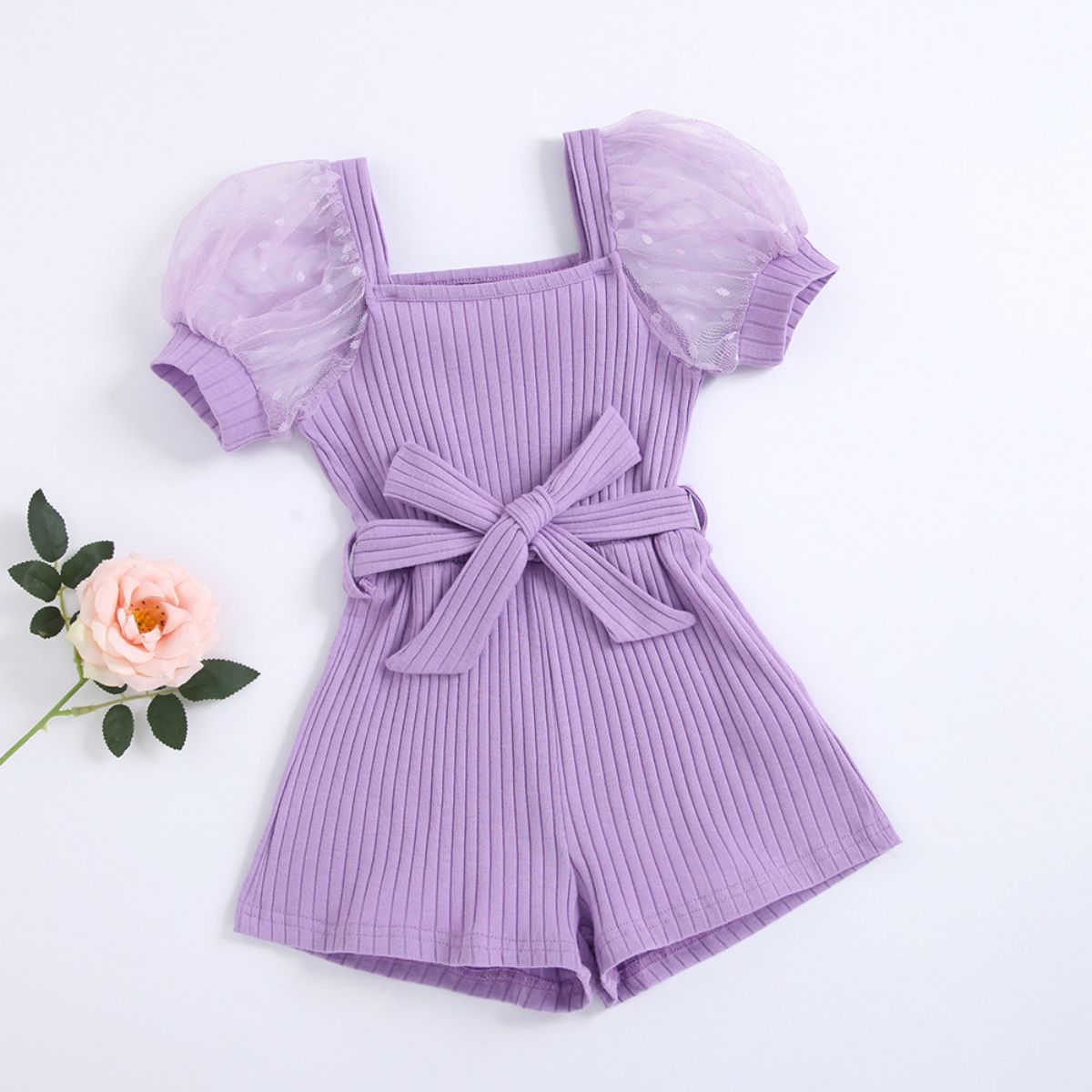 Toddler Girl Sweet Solid Color Tulle Press Overalls Wholesale