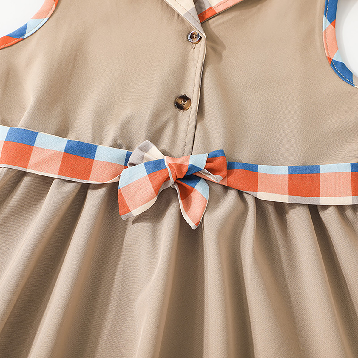 Toddler Girl Eleguard Multi Coloured Plaid  Dress Wholesale